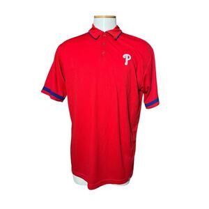 Majestic Phillies Baseball Polo Men’s Sz Large Red